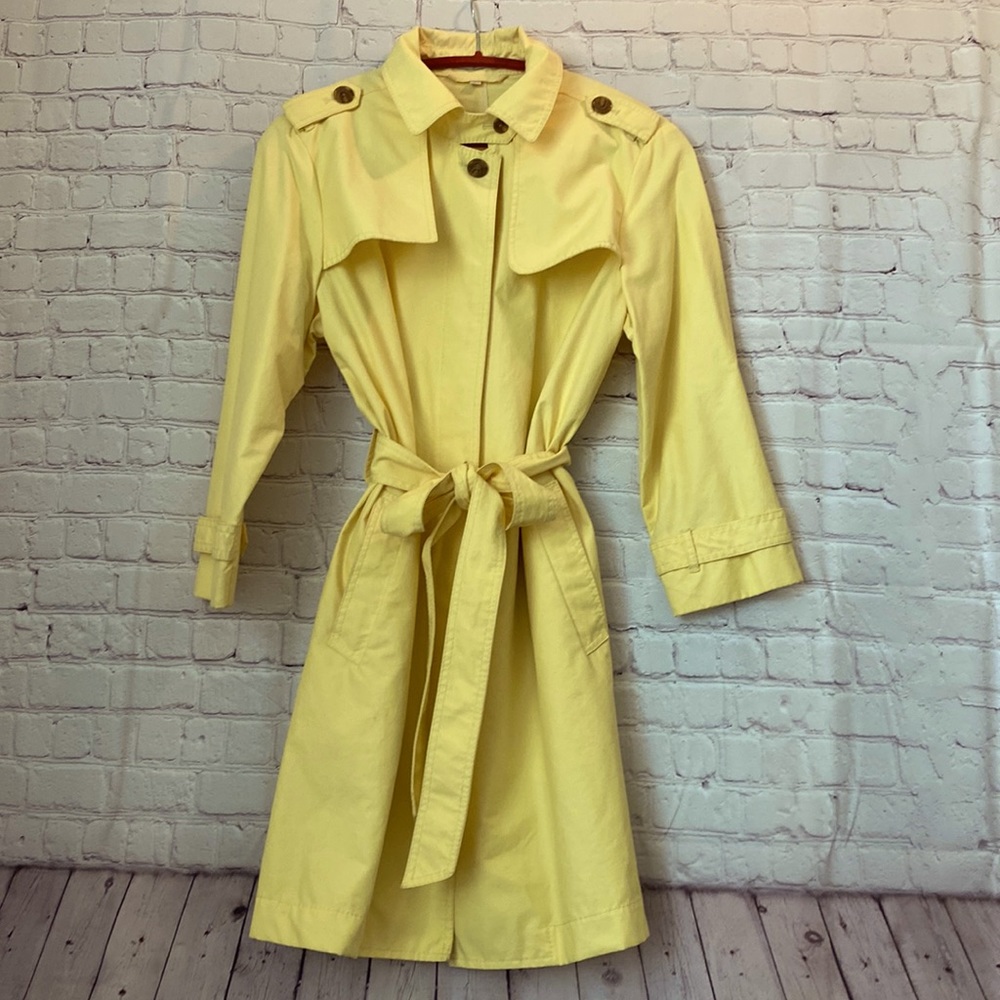 Bright Yellow Gap Raincoat, trench coat style with matching belt
